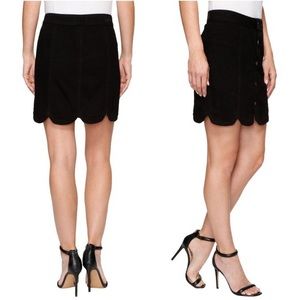 PAIGE skirt, black, button front, scalloped hem